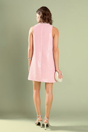 ENGLISH FACTORY - Robyn Rhinestone Mini Tweed Dress - DRESSES available at Objectrare
