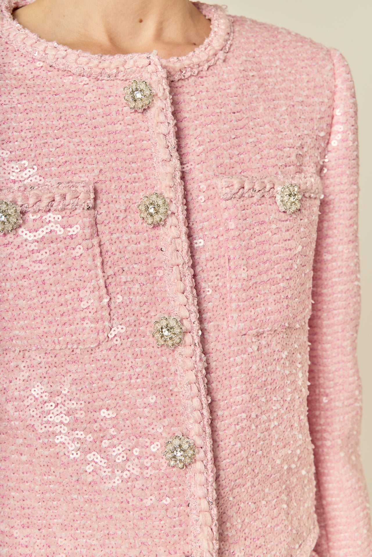 ENGLISH FACTORY - Robyn Rhinestone Tweed Jacket - JACKETS available at Objectrare