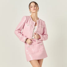 ENGLISH FACTORY - Robyn Rhinestone Tweed Jacket - JACKETS available at Objectrare