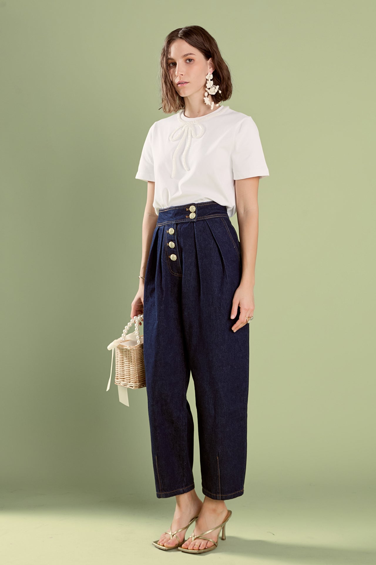 ENGLISH FACTORY - English Factory - Susie Cropped Denim Trousers - PANTS available at Objectrare