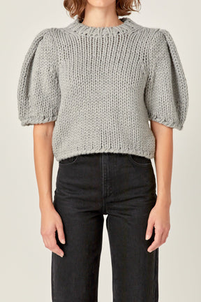 ENGLISH FACTORY - English Factory - Heavy Yarn Puff Sleeves Knit - TOPS available at Objectrare