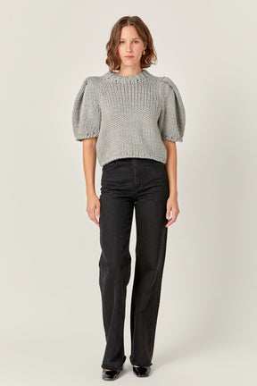 ENGLISH FACTORY - English Factory - Heavy Yarn Puff Sleeves Knit - TOPS available at Objectrare