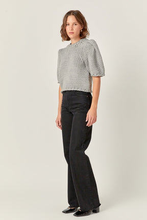 ENGLISH FACTORY - Heavy Yarn Puff Sleeves Knit - TOPS available at Objectrare