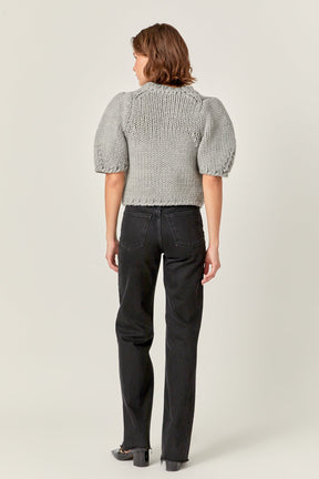 ENGLISH FACTORY - Heavy Yarn Puff Sleeves Knit - TOPS available at Objectrare