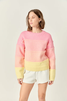 ENGLISH FACTORY - English Factory - Ombre Crew Neck Knit Sweater - SWEATERS & KNITS available at Objectrare