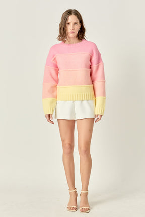 ENGLISH FACTORY - English Factory - Ombre Crew Neck Knit Sweater - SWEATERS & KNITS available at Objectrare