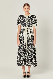 ENGLISH FACTORY - English Factory - White and Black Printed Midi Dress - DRESSES available at Objectrare