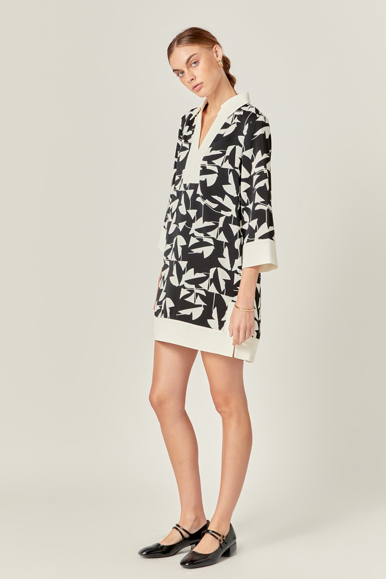 ENGLISH FACTORY - White and Black Printed Tunic Dress - DRESSES available at Objectrare