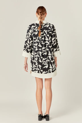 ENGLISH FACTORY - White and Black Printed Tunic Dress - DRESSES available at Objectrare