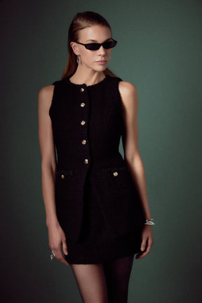 ENGLISH FACTORY - Tweed Long Vest - TOPS available at Objectrare