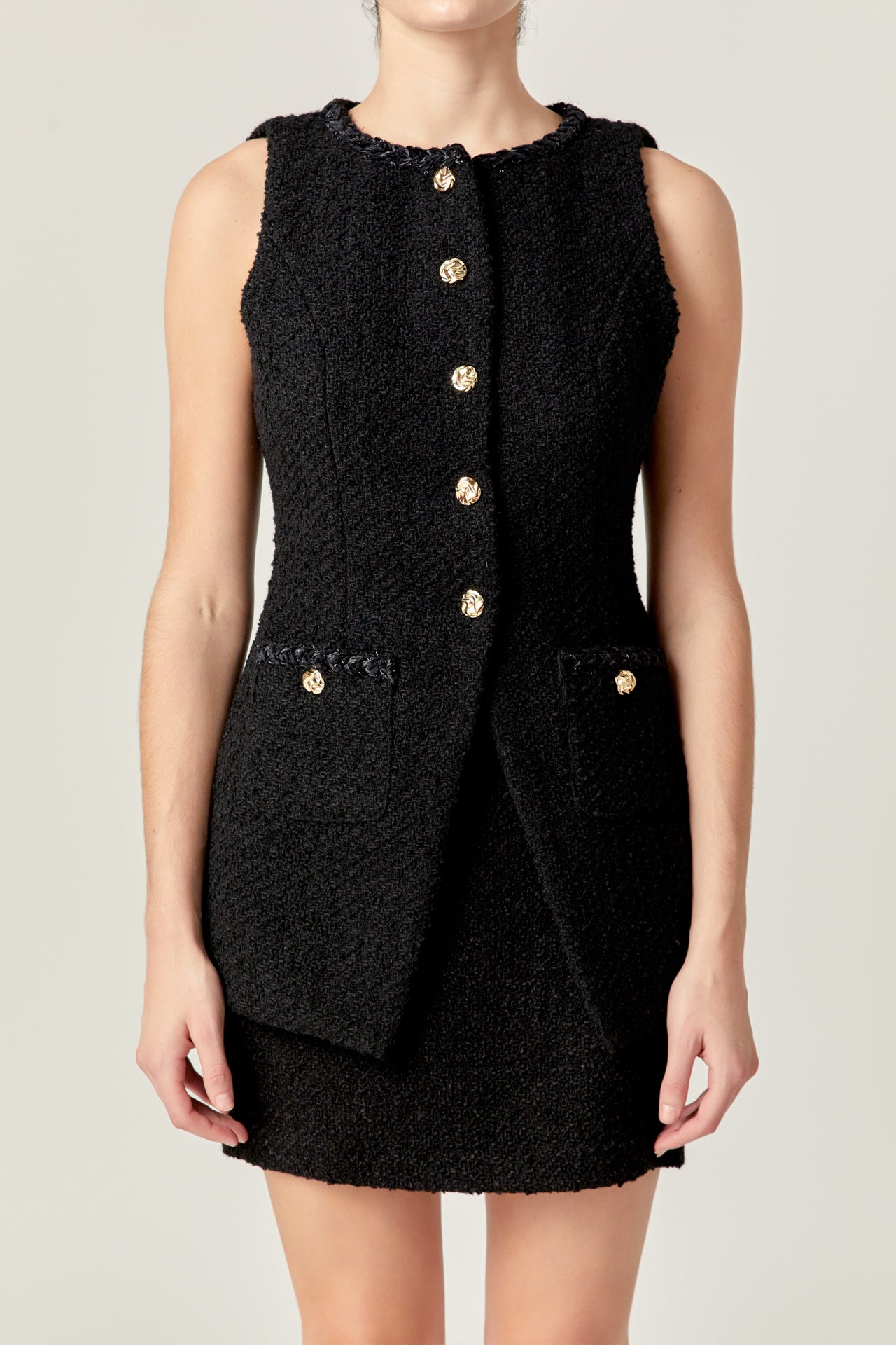 ENGLISH FACTORY - Tweed Long Vest - TOPS available at Objectrare