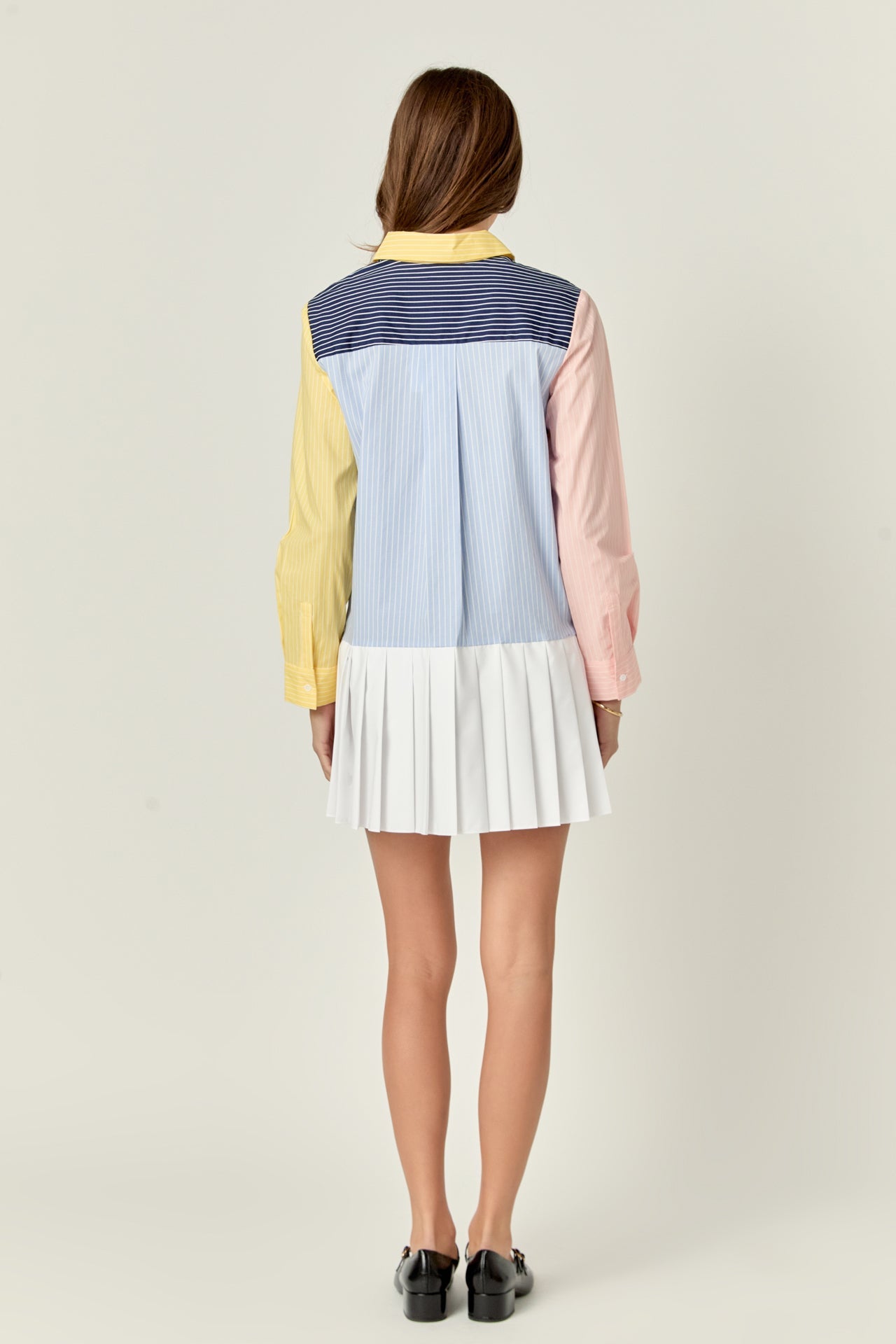 ENGLISH FACTORY - Color Block Stripe Pleated Mini Dress - DRESSES available at Objectrare