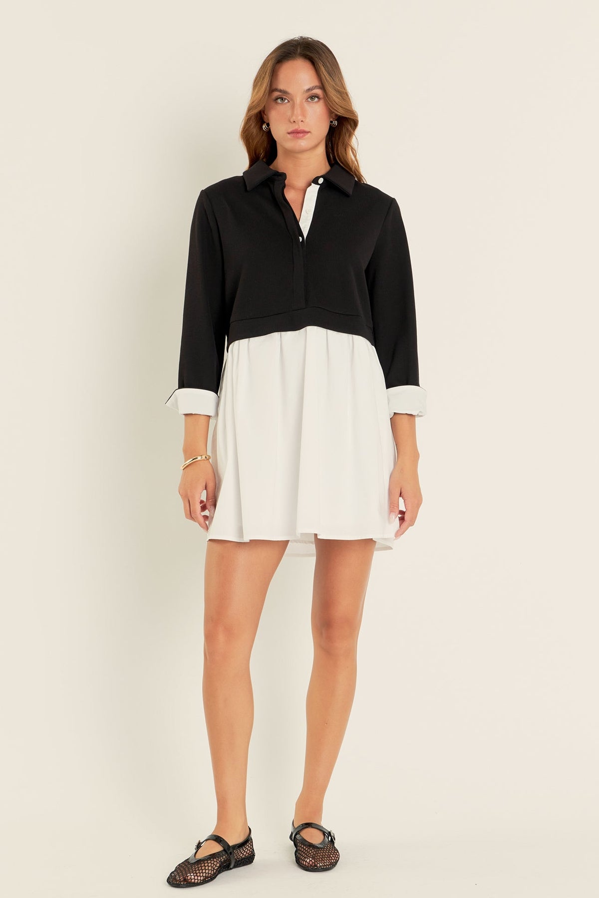 ENGLISH FACTORY - Mix Media Collared Mini Dress - DRESSES available at Objectrare