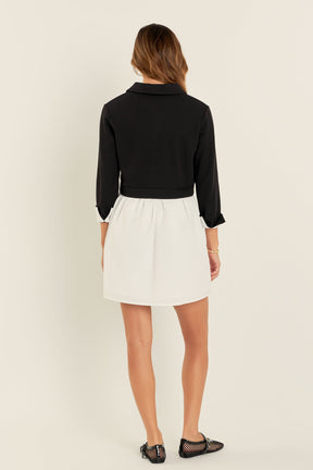 ENGLISH FACTORY - Mix Media Collared Mini Dress - DRESSES available at Objectrare