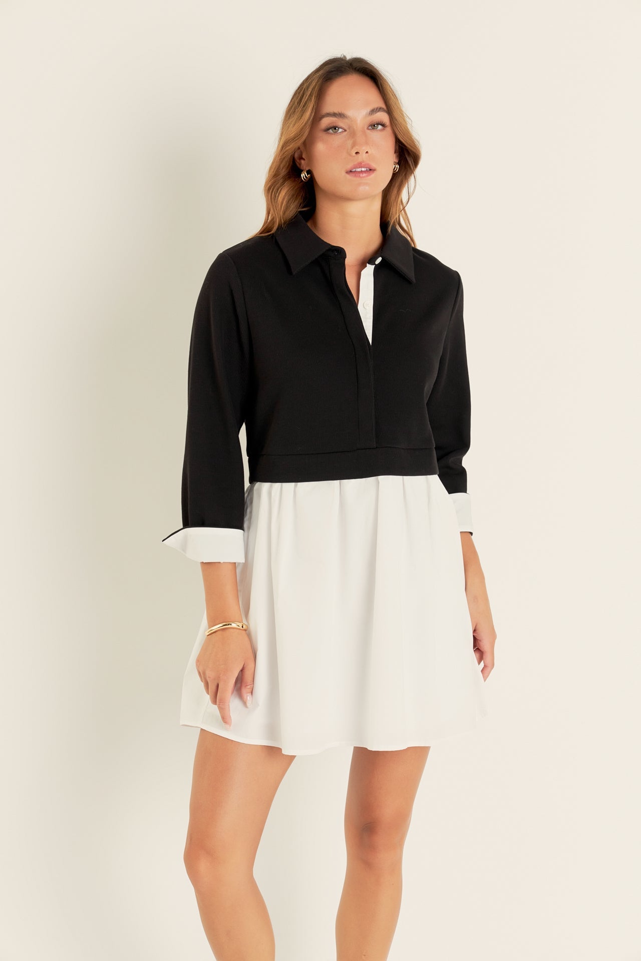 ENGLISH FACTORY - Mix Media Collared Mini Dress - DRESSES available at Objectrare