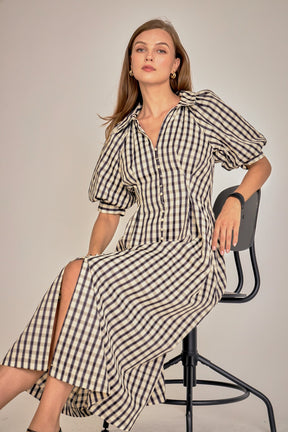 Gingham Check Midi Dress