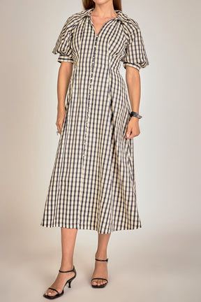 Gingham Check Midi Dress