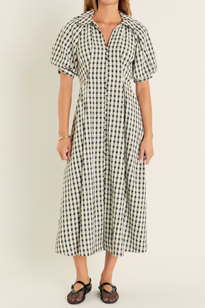 ENGLISH FACTORY - English Factory - Gingham Check Midi Dress - DRESSES available at Objectrare