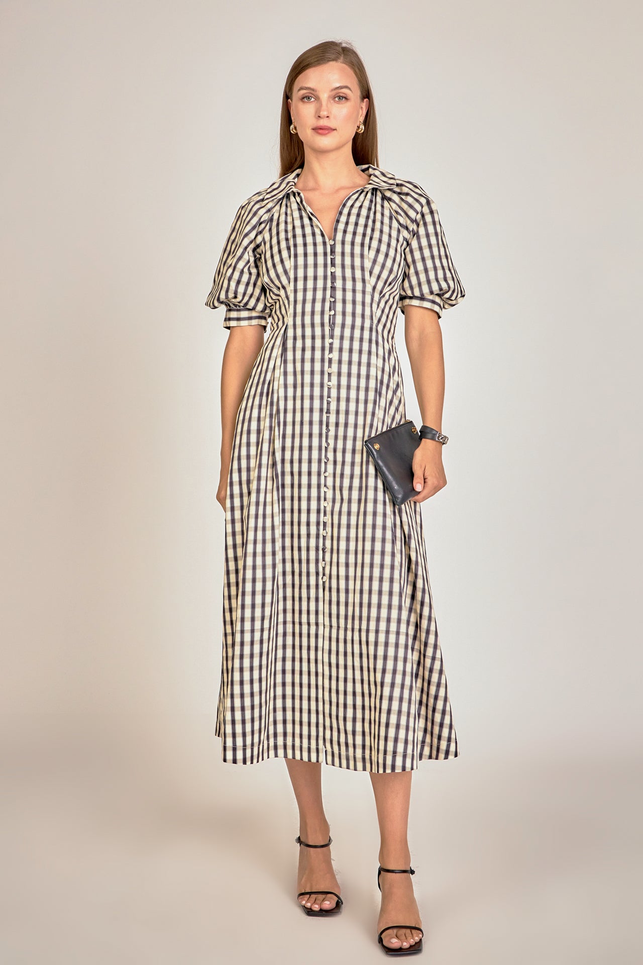 ENGLISH FACTORY - English Factory - Gingham Check Midi Dress - DRESSES available at Objectrare