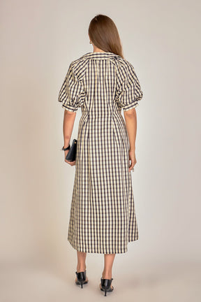 Gingham Check Midi Dress