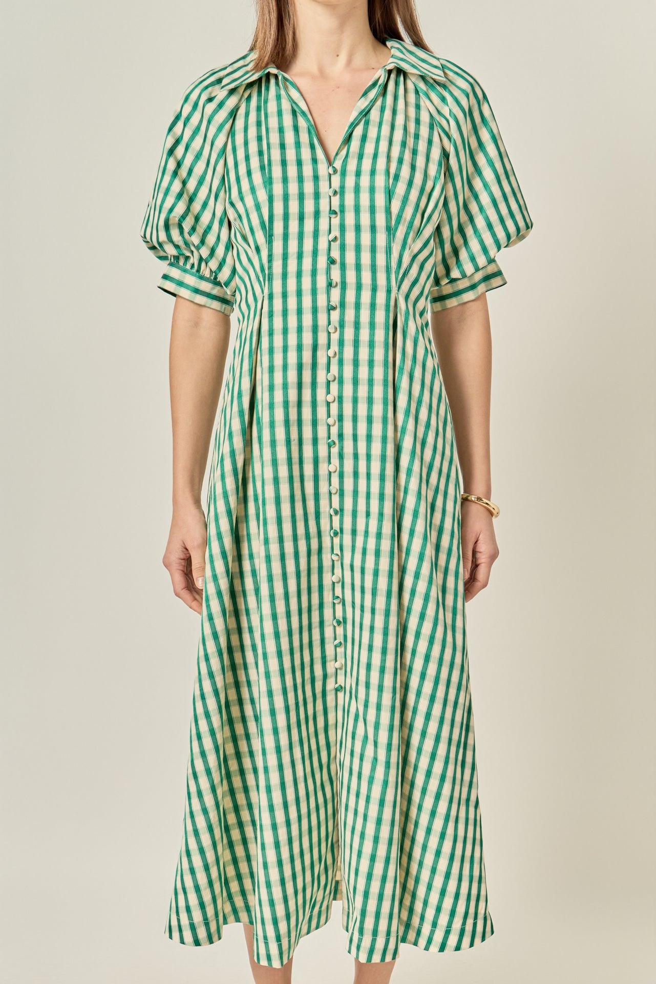 Gingham Check Midi Dress