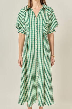 Gingham Check Midi Dress