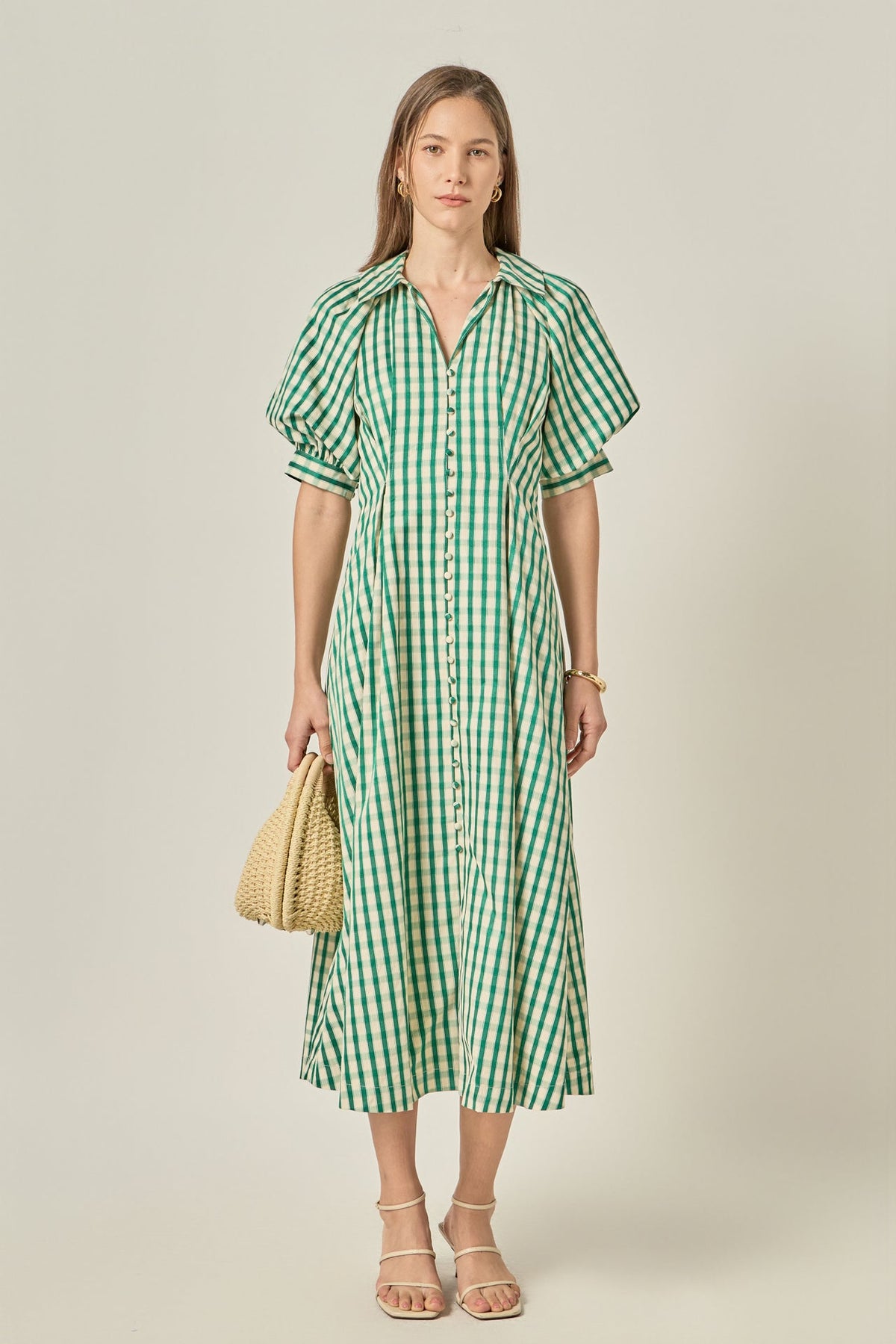 Gingham Check Midi Dress