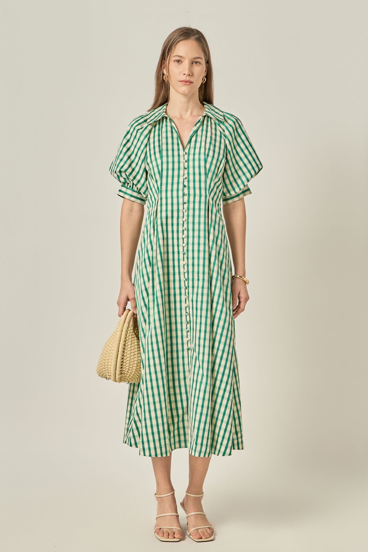 Gingham Check Midi Dress