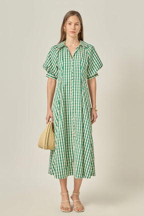 Gingham Check Midi Dress