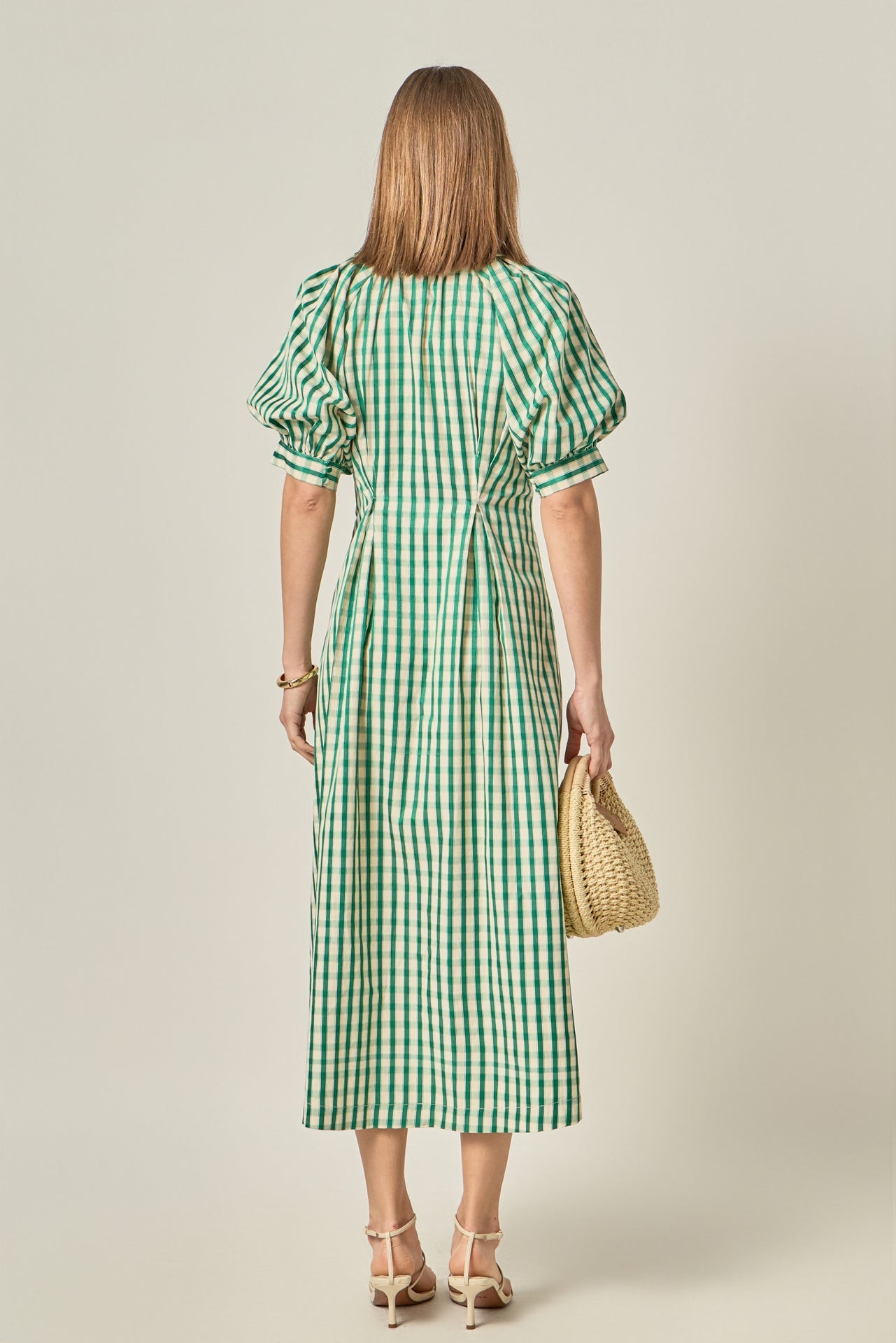 Gingham Check Midi Dress