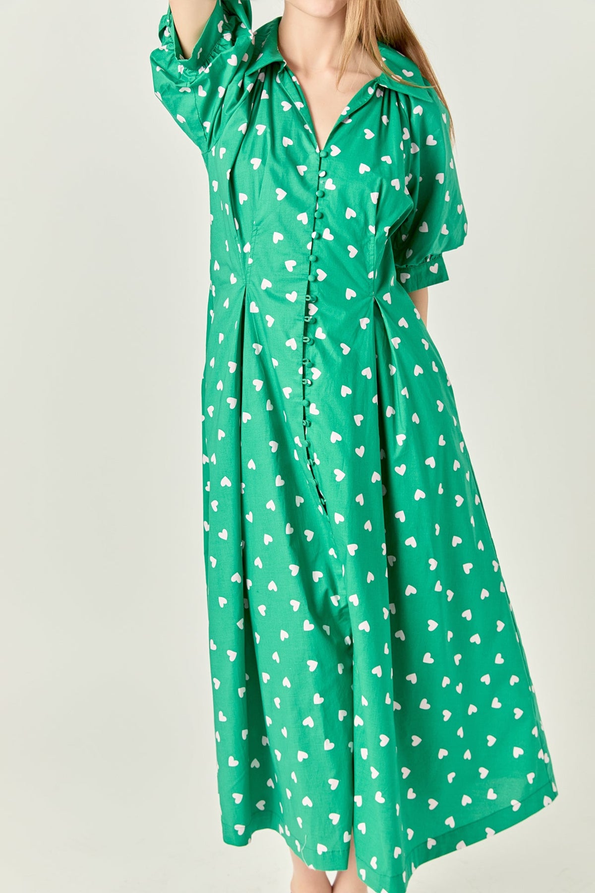 ENGLISH FACTORY - Lovely Heart Print Midi Dress - DRESSES available at Objectrare