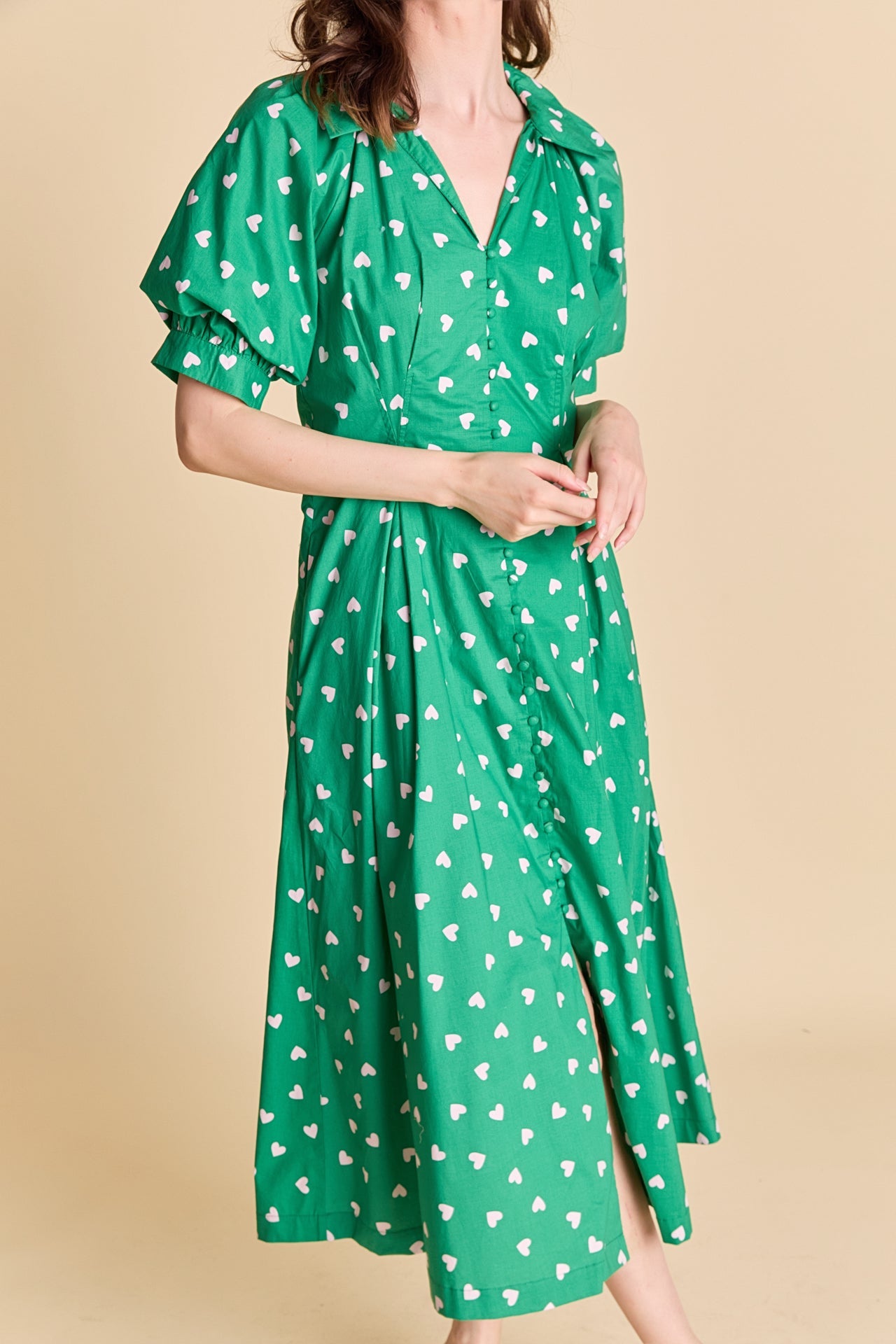ENGLISH FACTORY - Lovelyn Heart Print Midi Dress - DRESSES available at Objectrare