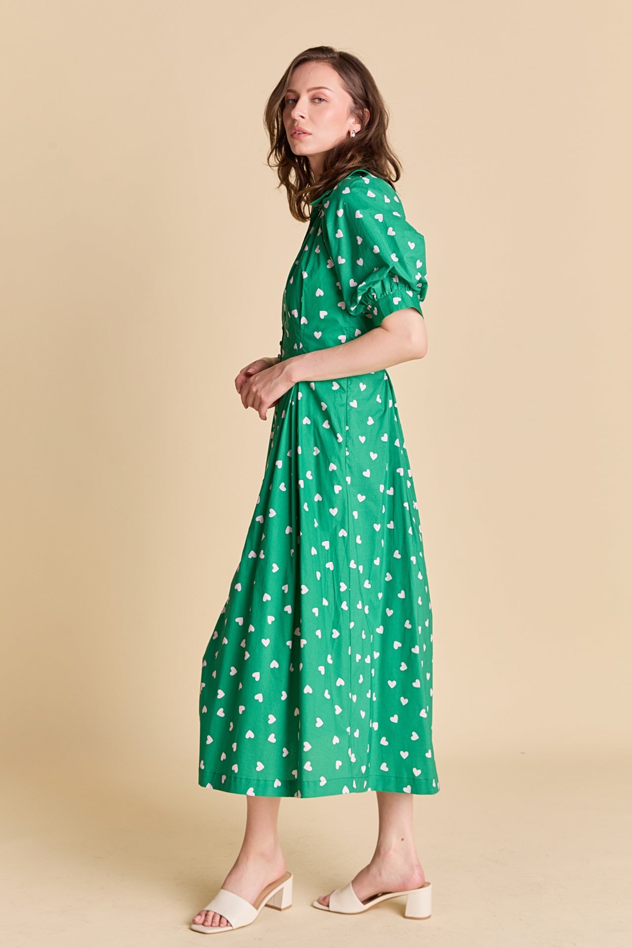 ENGLISH FACTORY - Lovelyn Heart Print Midi Dress - DRESSES available at Objectrare