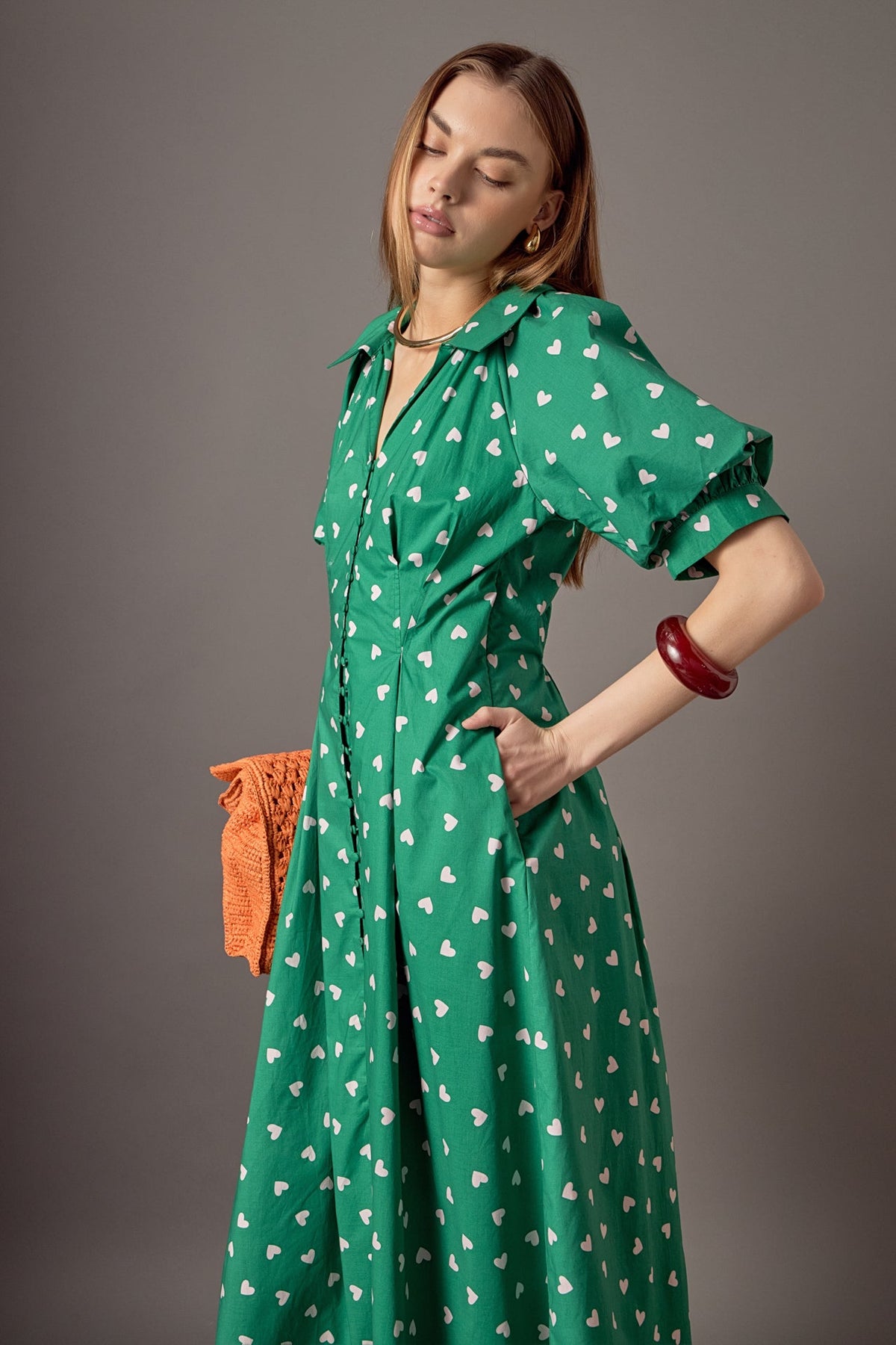 ENGLISH FACTORY - Lovelyn Heart Print Midi Dress - DRESSES available at Objectrare