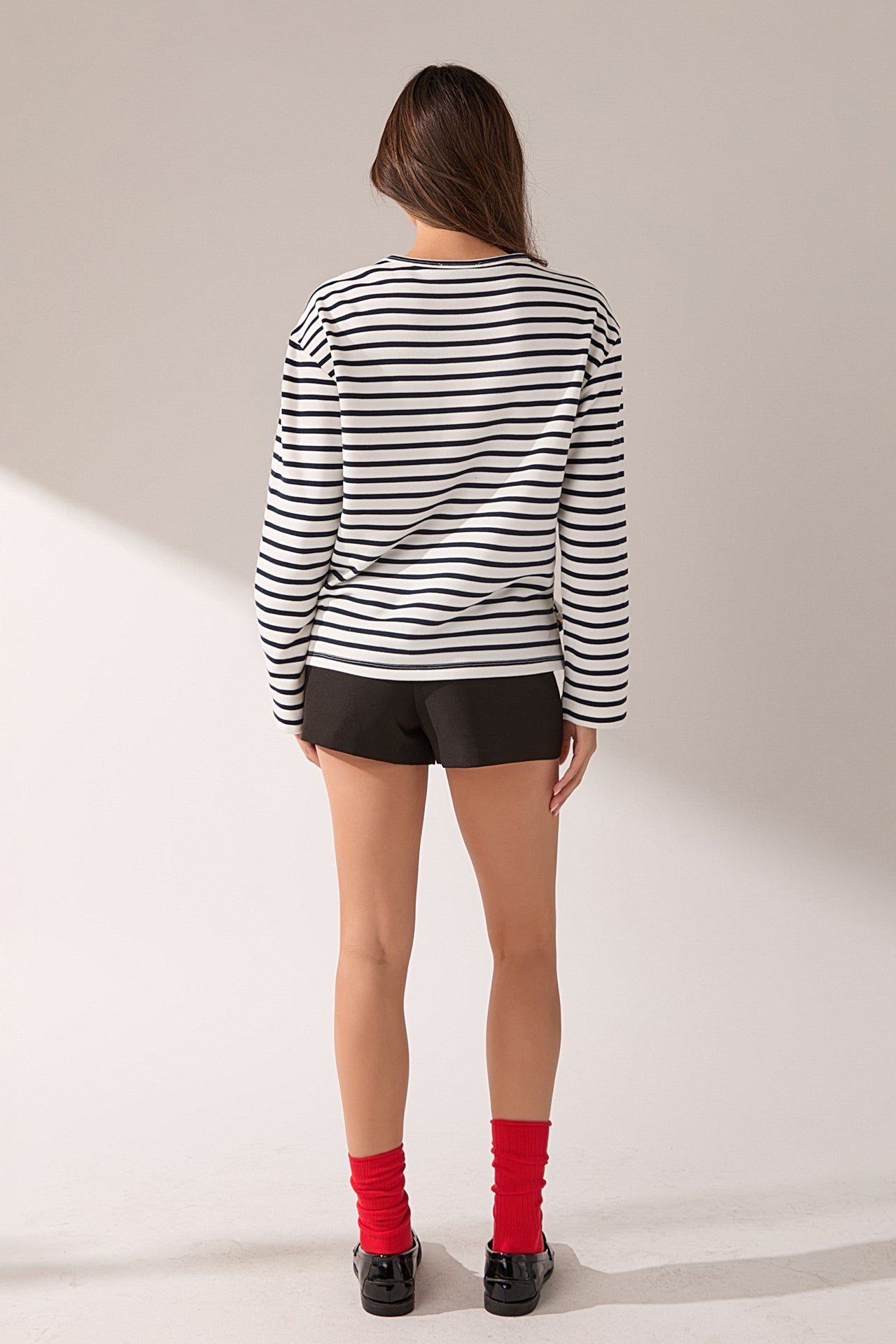 ENGLISH FACTORY - Heart Embroidered Stripe T-Shirt - TOPS available at Objectrare