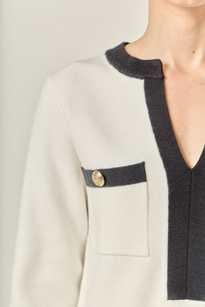 ENGLISH FACTORY - White and Black Mini Knit Dress - DRESSES available at Objectrare