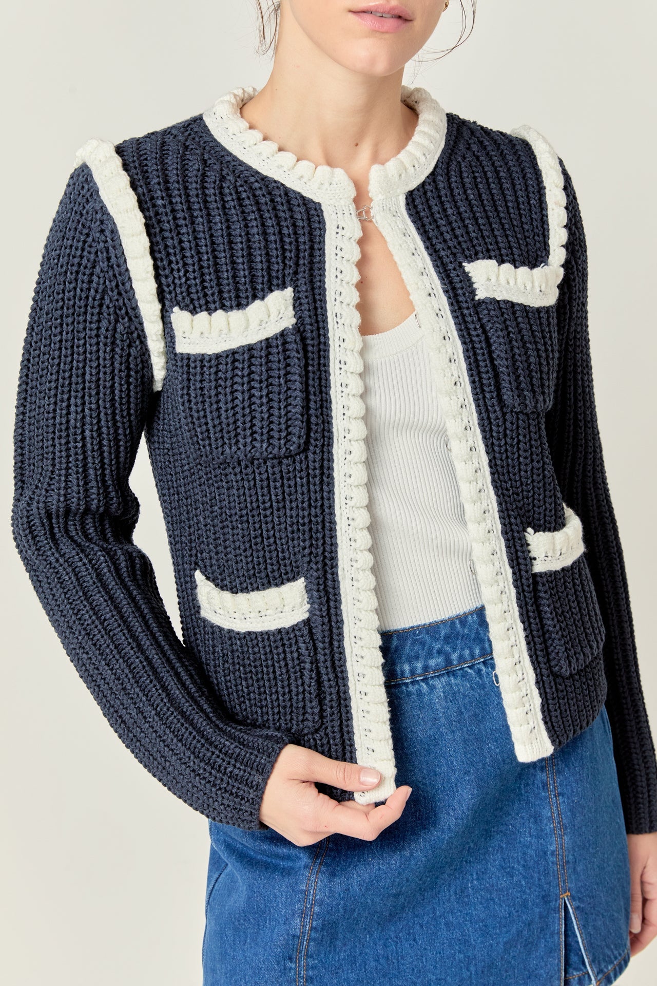 ENGLISH FACTORY - English Factory - Colorblock Braided Cardigan - JACKETS available at Objectrare