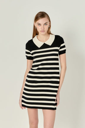 Stripe Collar Mini Dress