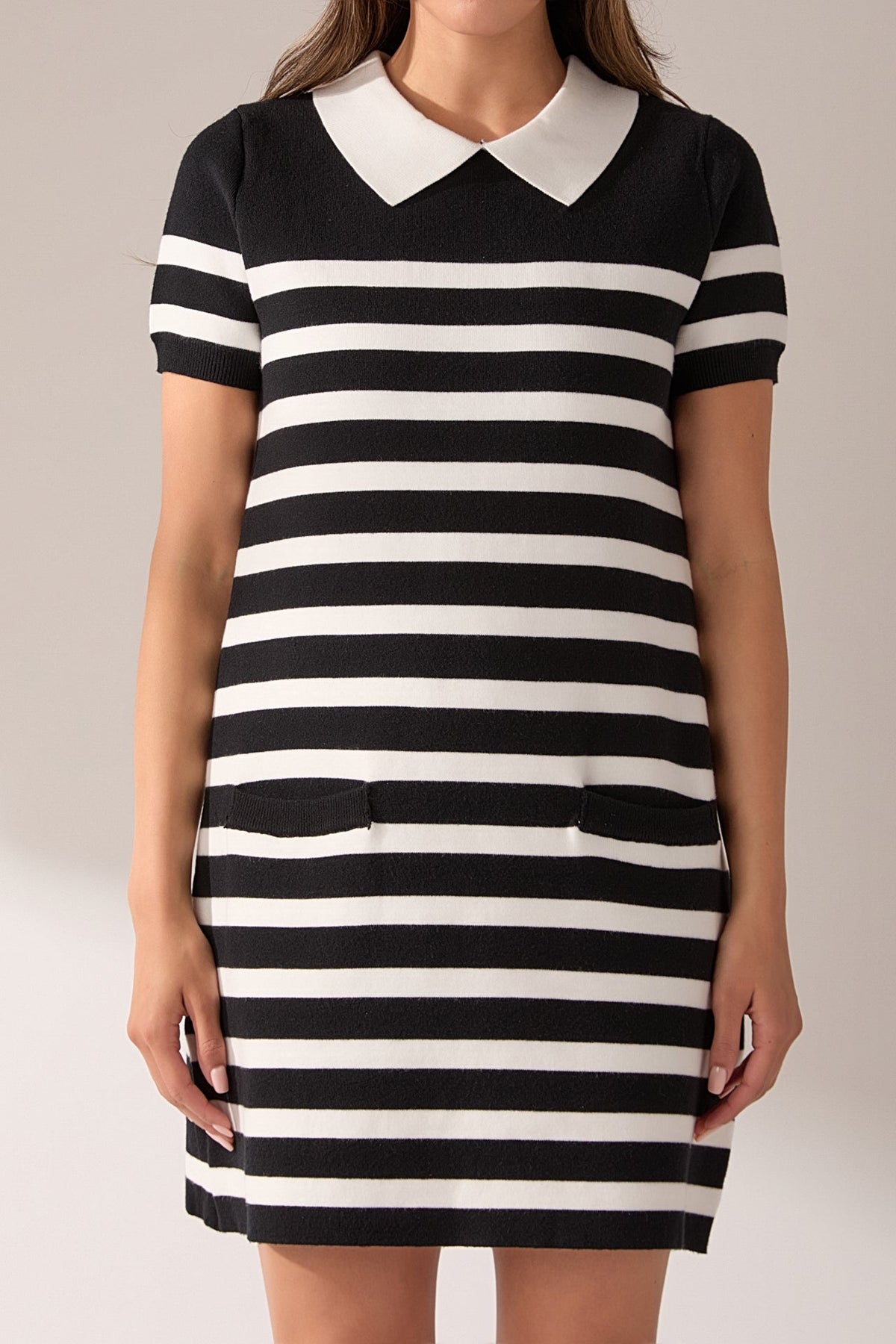ENGLISH FACTORY - Stripe Collar Mini Dress - DRESSES available at Objectrare