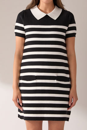 Stripe Collar Mini Dress
