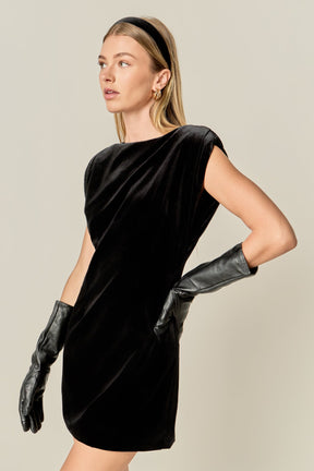 ENGLISH FACTORY - Velvet Power Shoulder Mini Dress - DRESSES available at Objectrare