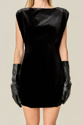 ENGLISH FACTORY - Velvet Power Shoulder Mini Dress - DRESSES available at Objectrare