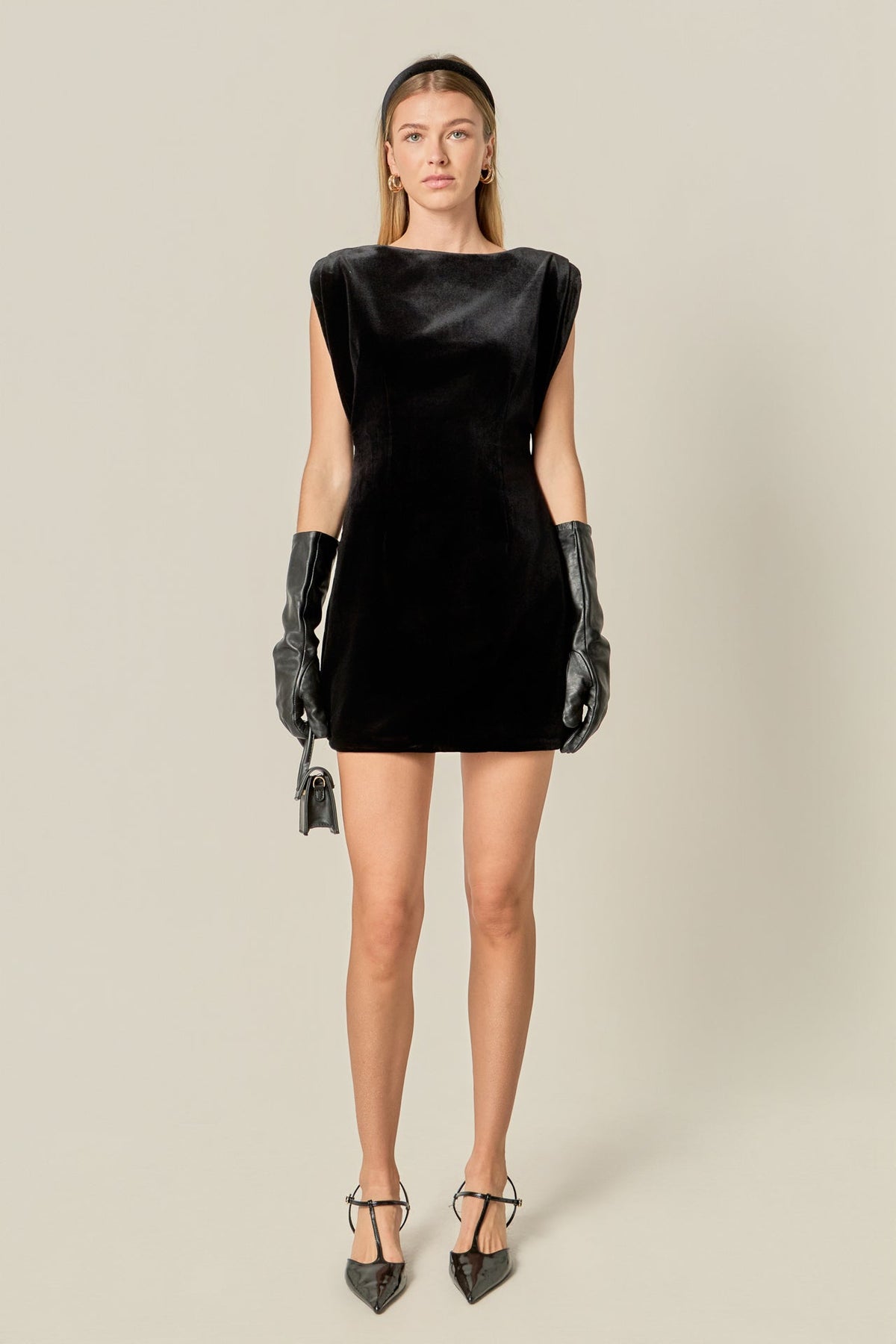 ENGLISH FACTORY - Velvet Power Shoulder Mini Dress - DRESSES available at Objectrare