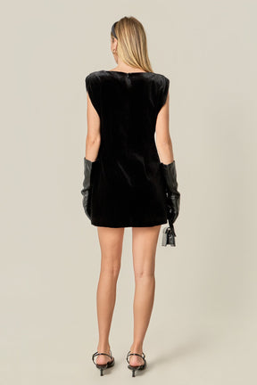 ENGLISH FACTORY - Velvet Power Shoulder Mini Dress - DRESSES available at Objectrare
