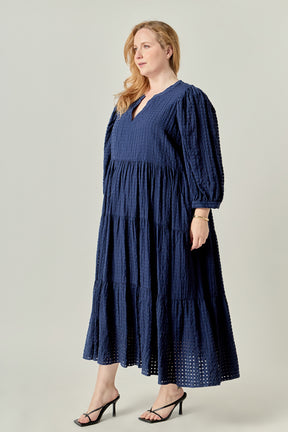 Plus Size Gingham Tiered Mini Dress