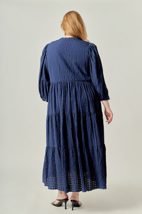 Plus Size Gingham Tiered Mini Dress