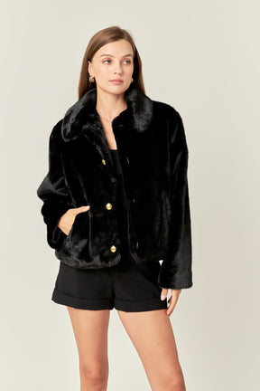 ENGLISH FACTORY - Faux Fur Collar Jacket - JACKETS available at Objectrare