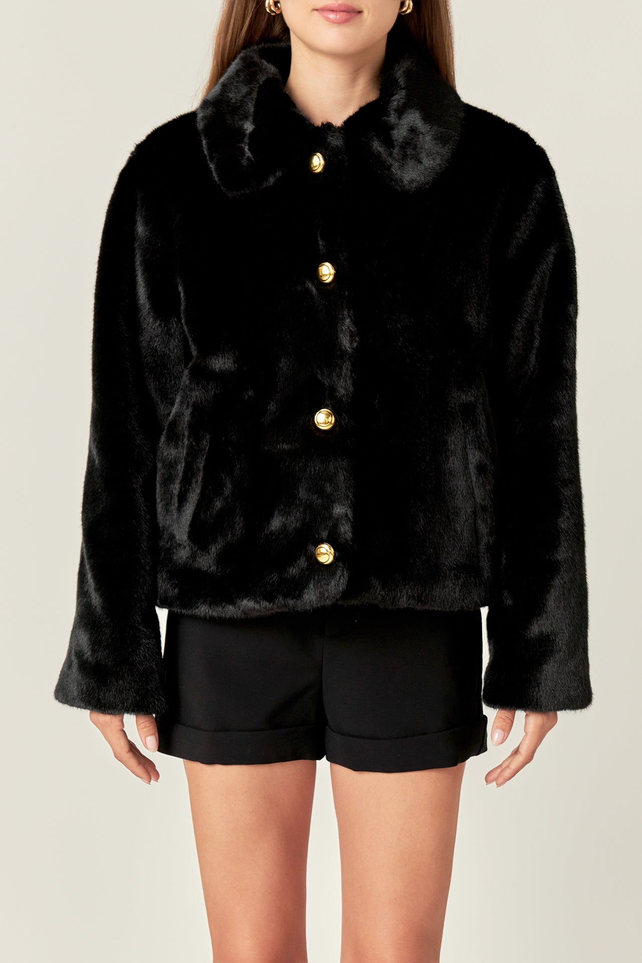 ENGLISH FACTORY - Faux Fur Collar Jacket - JACKETS available at Objectrare