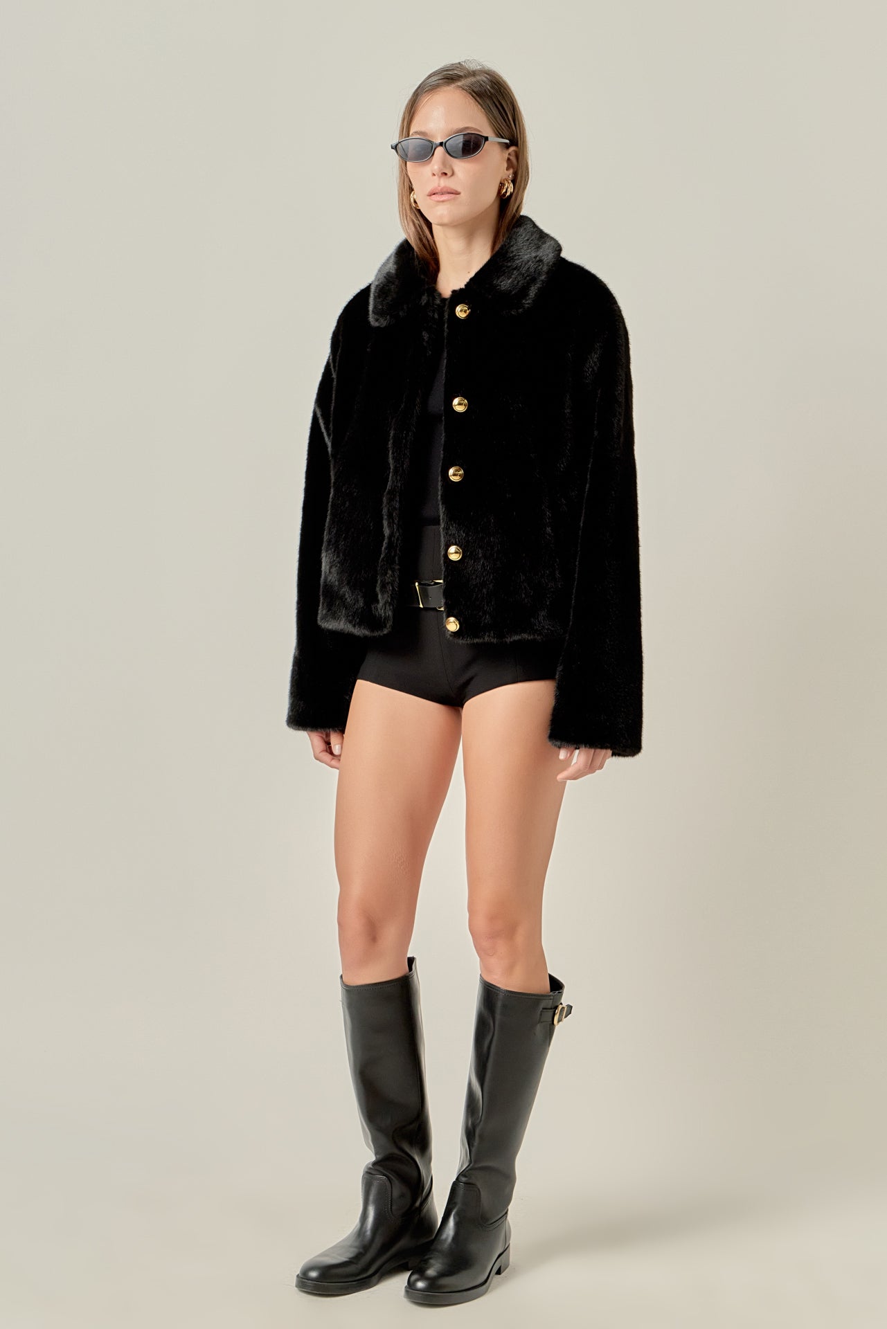 ENGLISH FACTORY - Faux Fur Collar Jacket - JACKETS available at Objectrare