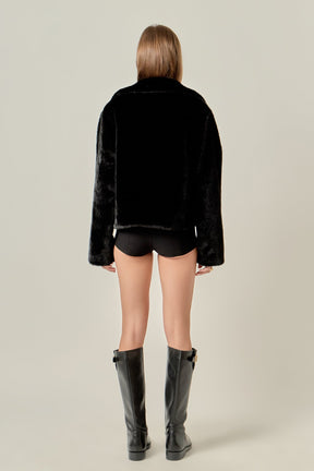ENGLISH FACTORY - Faux Fur Collar Jacket - JACKETS available at Objectrare